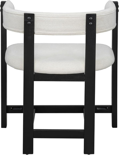 Christopher Knight Home Set of 2 Arley Modern Fabric Upholstered Dining Sturdy Wooden Kitchen Side Chair with Ergonomic Backrest and Footrest, Soft Padded Barrel, Beige+Black