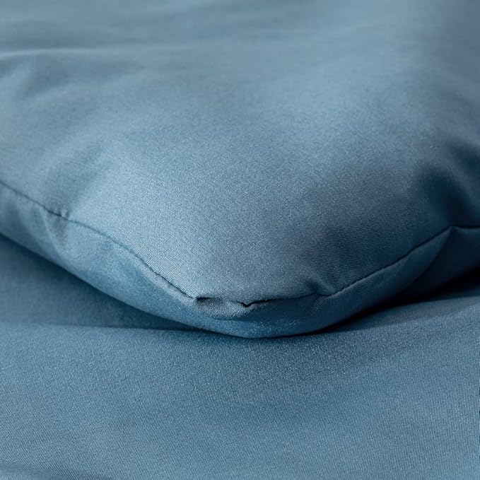 Pureant Blue Comforter Set Queen Dusty Blue Bedding Comforter Sets for Women Men Cotton Lake Blue Queen Comforter Soft Grayish Queen Size Comforter Sets Solid Color Quilt Breathable