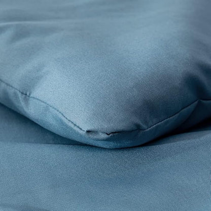 Pureant Blue Comforter Set Queen Dusty Blue Bedding Comforter Sets for Women Men Cotton Lake Blue Queen Comforter Soft Grayish Queen Size Comforter Sets Solid Color Quilt Breathable