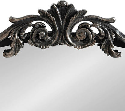 Kate and Laurel Arendahl Traditional Arch Mirror, 24 x 36, Antique Black, Baroque Inspired Wall Decor