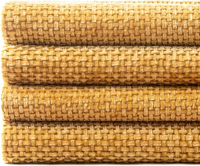 MIULEE Pack of 4  Throw Pillow Covers 18x18 Inch Gold Soft Decorative Chenille Pillow Covers Farmhouse Accent Cushion Covers for Boho Home Decor Bedroom Living Room