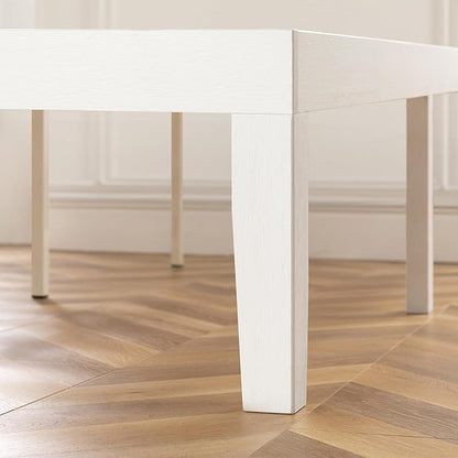 Mellow Naturalista Classic 16 Inch Solid Wood Platform Bed with Wooden Slats, White, King