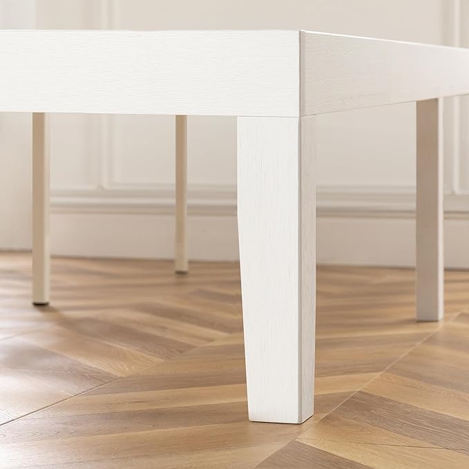 Mellow Naturalista Classic 16 Inch Solid Wood Platform Bed with Wooden Slats, White, Queen