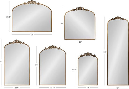 Kate and Laurel Arendahl Ornate Traditional Arched Mirror; 36 x 29; Silver; Decorative Baroque Style Arched Wall Mirror with Wide Frame and Crown