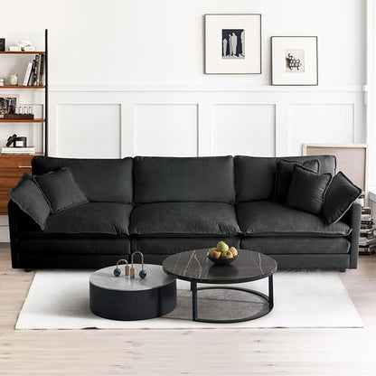 SoarFlash Chenille Sectional Sofa, Comfy Modular Loveseat Sofa, Modern 3-Seat Couch Deep Seat Sofa Set for Living Room,Grey