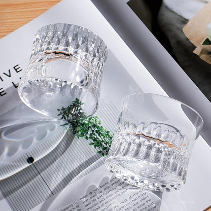 KAMMAK Crystal Whiskey Glasses Set of 2, Old Fashioned Glasses Stemless, 4.66oz Hand Blown White Cocktail Glasses, Engagement Gifts for Couples, Women, Men