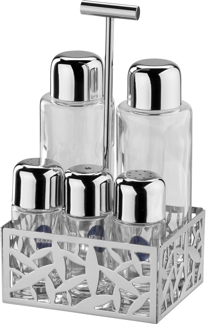 Alessi Pcs Cactus 5 Piece Condiment Set, Silver