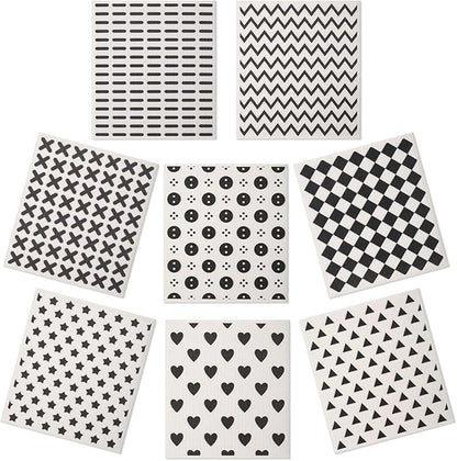 Lucomb 8 Pack Swedish Kitchen Dishcloths Reusable Washable Sponge Cleaning Cloths Super Absorbent Quick Drying