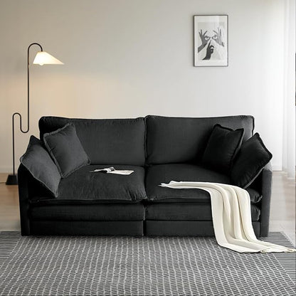 SoarFlash Chenille Sectional Sofa, Comfy Modular Loveseat Sofa, Modern 2-Seat Couch Deep Seat Sofa Set for Living Room,Grey