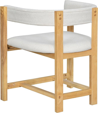 Christopher Knight Home Set of 2 Arley Modern Fabric Upholstered Dining Sturdy Wooden Kitchen Side Chair with Ergonomic Backrest and Footrest, Soft Padded Barrel, Beige+Natural