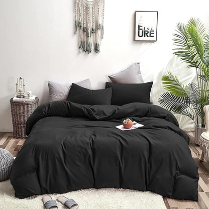 Pureant Black Comforter California King Black Bedding Set Pure Black Comforter Cal King for Women Men Soft Breathable Dark Color Comforter Set 3 Pieces Lightweight Black Comforter Set All Black Bed