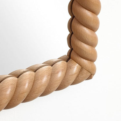 LuxenHome Rectangle Wall Mirror for Bathroom, 24"x35" Large Beech Wood Framed Wall Mounted Decorative Vanity Mirror for Living Room Bedroom Decor, Hanging Sculptures Accent for Entryway Hall Home