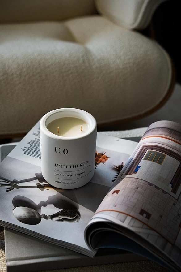 U.0 Luxury Scented Candle – Sage, Orange & Amber | Hand-Poured in USA with 100% Natural Coconut & Apricot Wax | Double Wick, Long-Lasting Aromatherapy Candle for Home, Gift & Relaxation (12.5 oz)