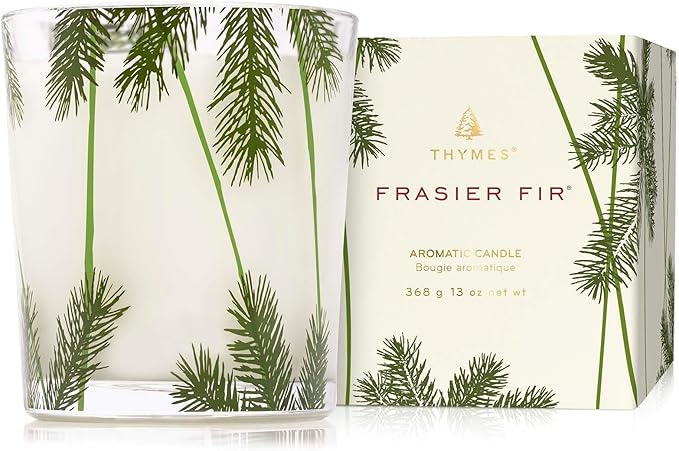 Thymes Frasier Fir Pine Needle Candle – Holiday Candles for Home Scented with Notes of Crisp Siberian Fir, Cedarwood & Sandalwood – Christmas Decor – Christmas Gifts for Women & Men (13 oz)