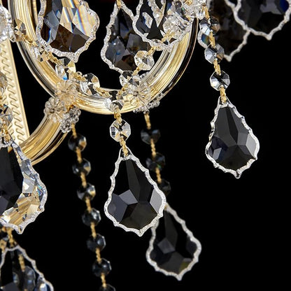Modern Crystal Wall Sconce Lights- 6 Light Maria Theresa Crystal Wall Sconces Lighting Gold Wall Lamp Chandelier Light Fixtures for Living Room Wall Sconce Light Wall Mounted Lamp Indoor