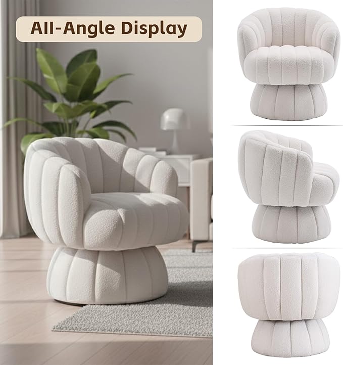 Vanity 360-Degree Swivel Accent Chair - Mid Century Modern Plush Round Makeup Chair, Relaxing Comfy Lounge Arm Chairs, Idear for Living Room, Bedroom (Green, Velvet Fabric)