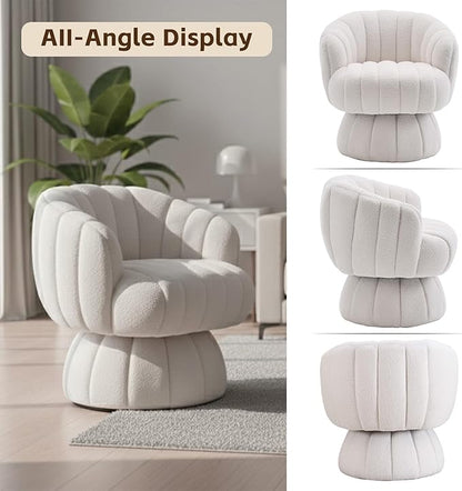 Vanity 360-Degree Swivel Accent Chair - Mid Century Modern Plush Round Makeup Chair, Relaxing Comfy Lounge Arm Chairs, Idear for Living Room, Bedroom (Green, Sherpa Fleece)