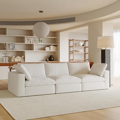 Acanva Oversized Modular Sectional Cloud Couch, Free Combination Minimalist Sofa with Shredded Latex Filled Cushion and Removable Slipcovers for Living Room, Apartments, Home Office, Middle Chair