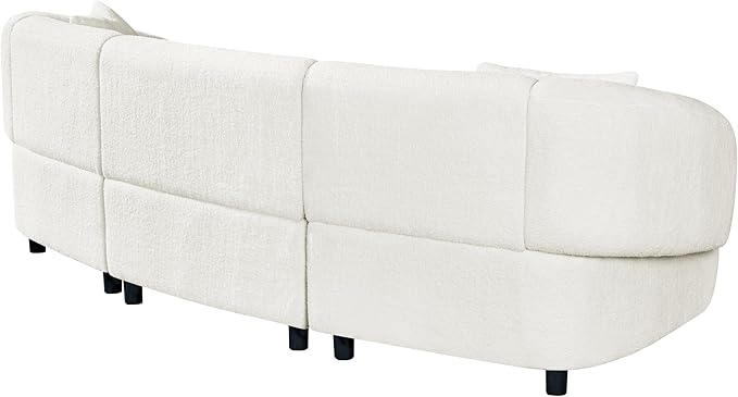 Merax 98.5" Modern 3 Seater Curved Sofa, Luxury Boucle Fabric Sofa, Minimalist Cozy Cloud Couch for Living Room, Bedroom, Apartment, Home Office, Beige