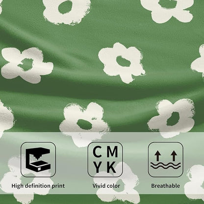 Modern Style Kitchen Towels Set of 2 Green Floral Quick Dry Microfiber Hand Towels