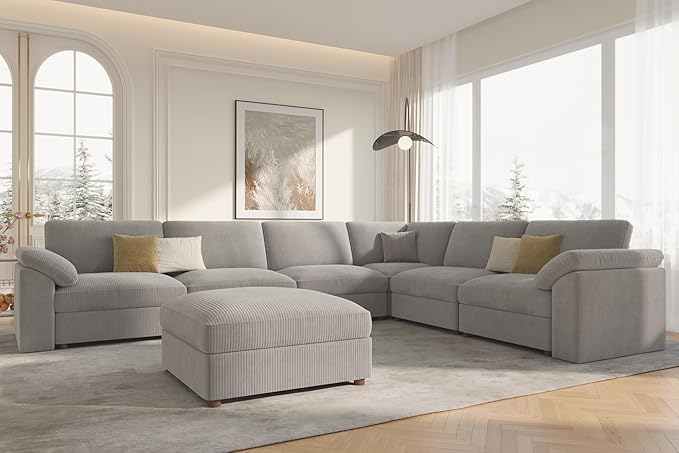 EASE MOOSE Oversized Modular Sectional Sofa, U Shape Sectional Couch Wide Deep Seat Modular Cloud Couch,Removable Cover,Dark Grey