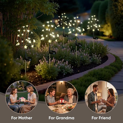 Solar Garden Lights Outdoor Waterproof,Solar Flowers for Outside Decorative,Solar Powered Fairy Outdoor Decorations for Yard,Patio,Lawn,Pathway Christmas Gardening Gifts Garden Decor 4 Pack