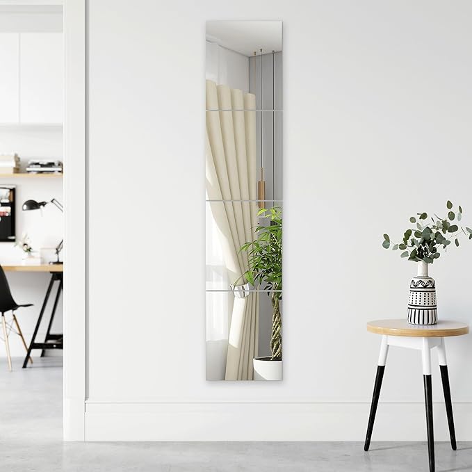 Home Gym Wall Mirror, 14"x12"x4PCS Full Length Home Gym Workout Mirror for Garage, Bedroom, Living Room, Over The Door