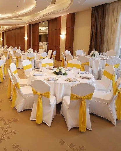 VEVOR 50 Pcs White Chair Covers Polyester Spandex Chair Cover Stretch Slipcovers for Wedding Party Dining Banquet Flat-Front Chair Covers
