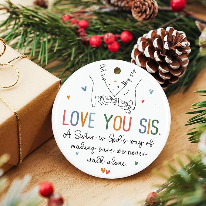 ZAGKOO Sister Ornament 2025 - Sisters Gifts for Women - Birthday, Christmas Ideas for Older Sisters Adult, Big Sis, Little Sis, Sister-in-Law We Never Walk Alone Ceramic Ornament - Sisterhood Keepsake