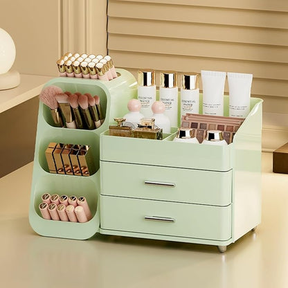Makeup Organizer with Drawers for Vanity,Spacious Cosmetic Display Case,Perfect Storage Solution for Your Beauty Essential (All Green)