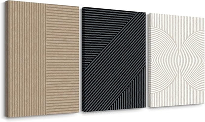 Modern Abstract Pictures Wall Art Boho Neutral Canvas Wall Art Minimalist Line Wall Decor Beige Black Brown Artwork Abstract Modern Painting Prints for Living Room Bedroom 16x24x3 Inch Wrapped Canvas
