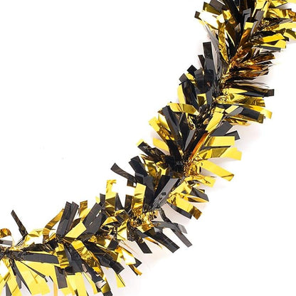 Anderson's Metallic Black & Gold Tinsel Twist Garland, 25ft Holiday Decoration, Christmas Tree Trim, Parade Float Decor, Party Supplies, Halloween, Graduation, Indoor Outdoor Event Garland