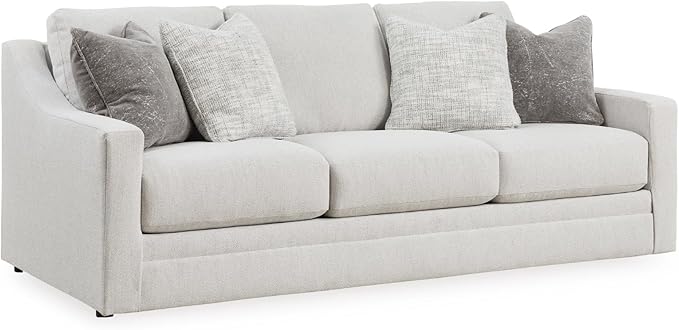 Signature Design by Ashley Maitelynn Contemporary Sofa with Accent Pillows, Reversible Cushions and Sloped Arms, Light Gray