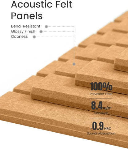 Bumusty Large Cork Board Alternative-47 x35 Felt Bulletin Board Tiles, with 30 Pushpins, 70 Adhesive Tabs, 12-Pack Slat Wall Paneling, Cork Boards for Office Push Pin Board Felt Board-Longan Yellow