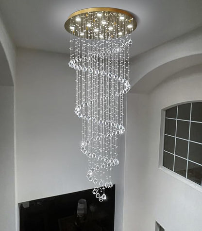 78 Inches Crystal Glam Chandelier Long Light Chandeliers with Dimmable Light Bulbs Gold High Ceiling Pendants Light Fixtures for Foyer Entryway Living Room Stair