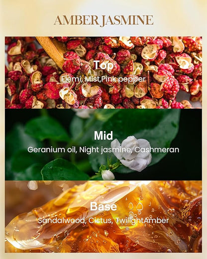 M&SENSE Amber Jasmine Scented Candle, Soy Candles 14.1oz 60H Slow Burning, Aromatherapy Stress Relief Home Fragrance Housewarming Gifts