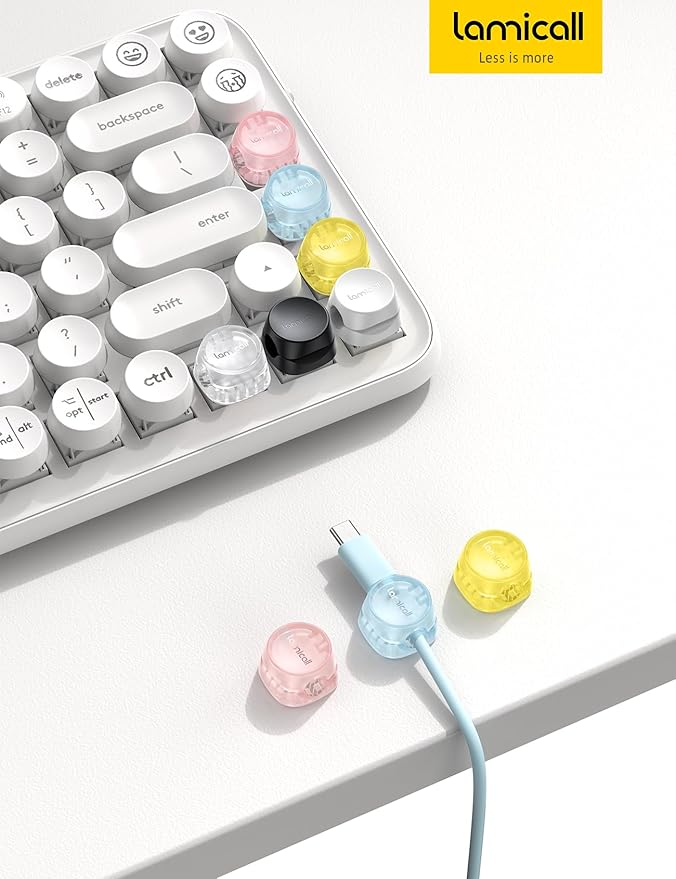 6 Pack Cord Organizer, Desk Accessories - Lamicall Colourful Cable Management, Home Office Workspace Organization Accessories, Nightstand Wire Keeper Desk Decor, Dorm Room Essentials Desktop Gadgets