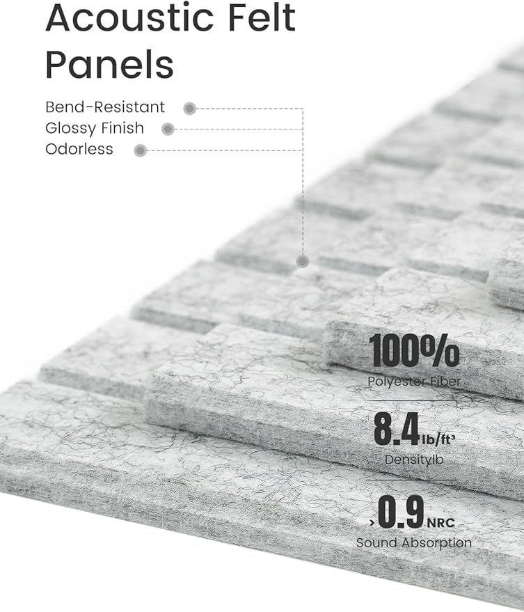 Bumusty Large Cork Board Alternative-47 x35 Felt Bulletin Board Tiles, with 30 Pushpins, 70 Adhesive Tabs, 12-Pack Slat Wall Paneling, Cork Boards for Office Push Pin Board Felt Board-Marble Gray