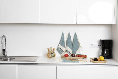 SMYRNA TURKISH COTTON Herringbone Series Kitchen Dish Towels Pack of 6, Machine Washable Wash Cloths, Ultra Soft, Absorbent, Prewashed and Quick Dry Turkish Dish Towels, 12x12 Inch (Petrol)