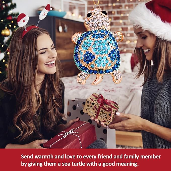 Sea Turtle Ornament,Rhinestone Turtle Christmas Tree Ornaments,Beach Themed Christmas Ornament,Ocean Ornaments 2025,Sea Turtle Gifts for Women