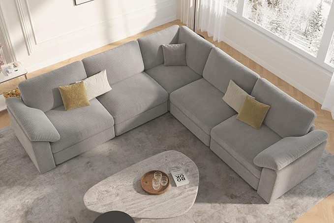 EASE MOOSE Oversized Modular Sectional Sofa, Extra Large L Shape Sectional Cloud Couch,Comfty Deep Seat Wide Modular Sofa for Living Room Removable Cover