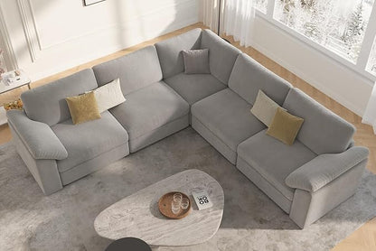 EASE MOOSE Oversized Modular Sectional Sofa, Extra Large L Shape Sectional Cloud Couch,Comfty Deep Seat Wide Modular Sofa for Living Room Removable Cover