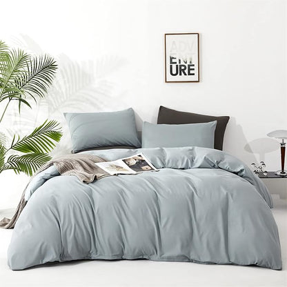 Pureant Haze Blue Comforter Sets Twin Solid Light Dusty Blue Bedding Comforters Cotton Women Men Plain Light Blue Bed Quilts Modern Light Greyish Blue Blankets Comforters Soft Health Lake Blue Bed