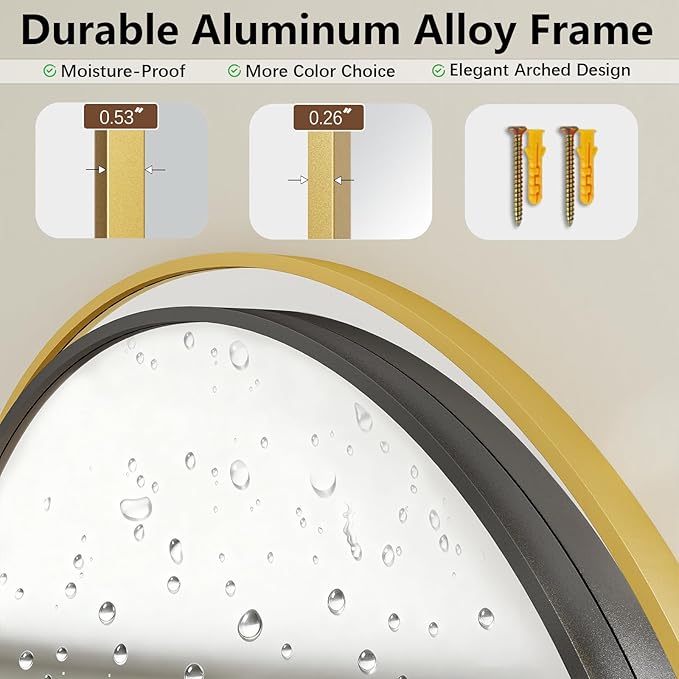 Oversized Full Body Mirror 35x78 inch Arched Full Length Mirror with Stand Aluminum Wall Mounted Hanging or Leaning Standing Mirrors,Gold