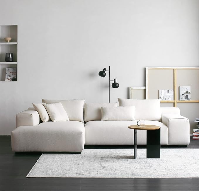 Acanva Modern Oversized Modular L Shaped Sectional Sofa Set for Living Room, Minimalist Style Comfy 4-Seat Corner Couch, Left Chaise, Wool-Like