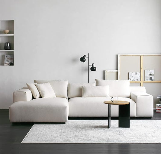 Acanva Modern Oversized Modular L Shaped Sectional Sofa Set for Living Room, Minimalist Style Comfy 4-Seat Corner Couch, Left Chaise, Wool-Like