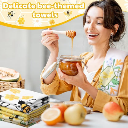 Oudain Bee Kitchen Towels Set of 6 15.8x23.6 Dish Towels Farmhouse Holiday Tabletop Decor Honey Bee