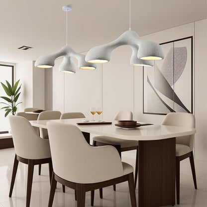 JAYMP 3-Lights Pendant Light Fixture for Dining Room Kitchen Island Restaurant E26 Base Mid Century Modern Hanging Lamp 1 Pack (Matte White,E Shape, 72cm/28.3in)