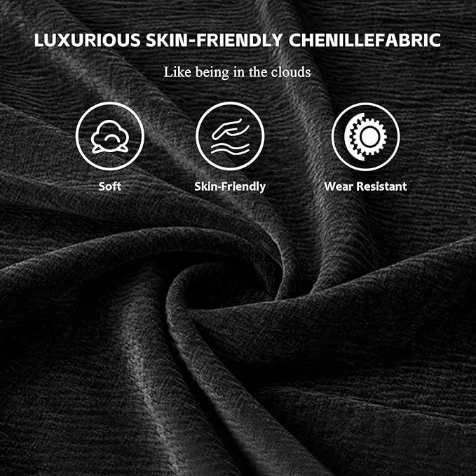 SoarFlash Chenille Sectional Sofa, Comfy L/U Shaped Modular Coush Sofa with Ottoman, Modern 4 Seat Couch Deep Seat Sofa Set for Living Room,Black