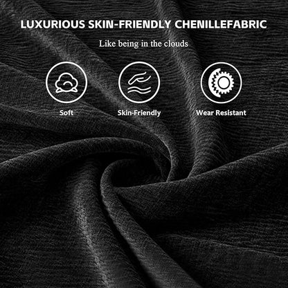 SoarFlash Chenille Sectional Sofa Ottoman,Black